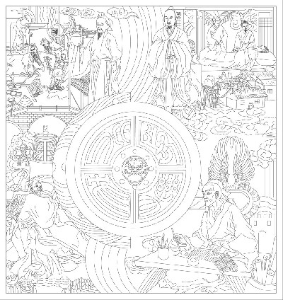 中醫(yī)文化浮雕雕塑原創(chuàng)手繪設(shè)計(jì)稿